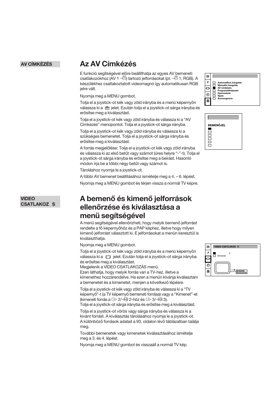 Az av címkézés | Sony KP-41S5K User Manual | Page 94 / 146