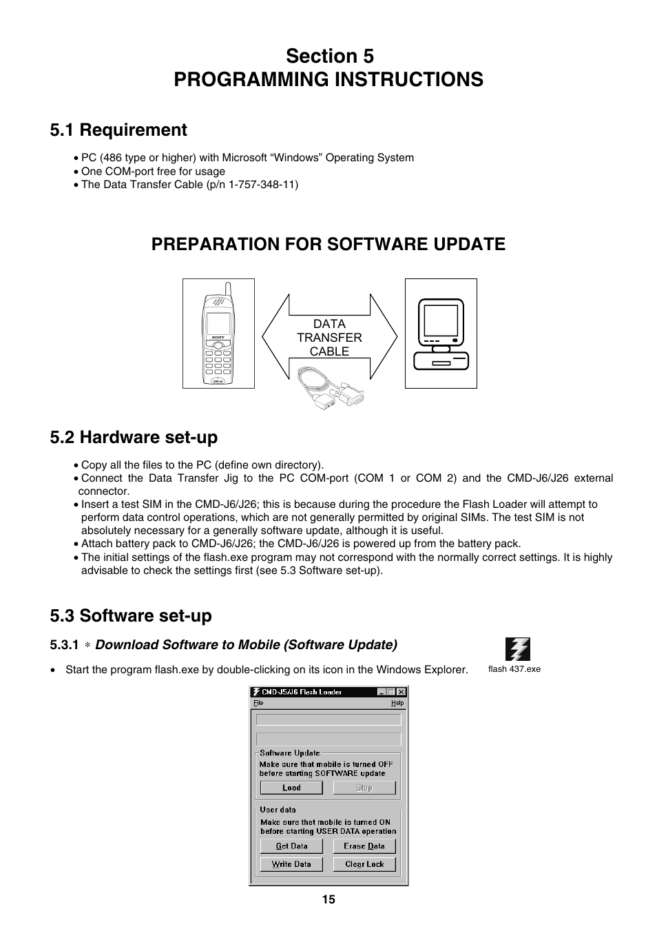 1 requirement, Preparation for software update, 2 hardware set-up | 3 software set-up | Sony CMD-J26 User Manual | Page 15 / 20