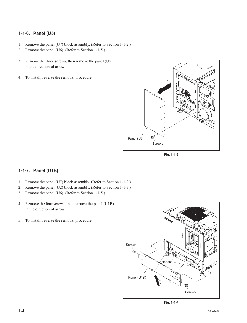 1-6. panel (u5), 1-7. panel (u1b) | Sony SRX-T420 User Manual | Page 10 / 76