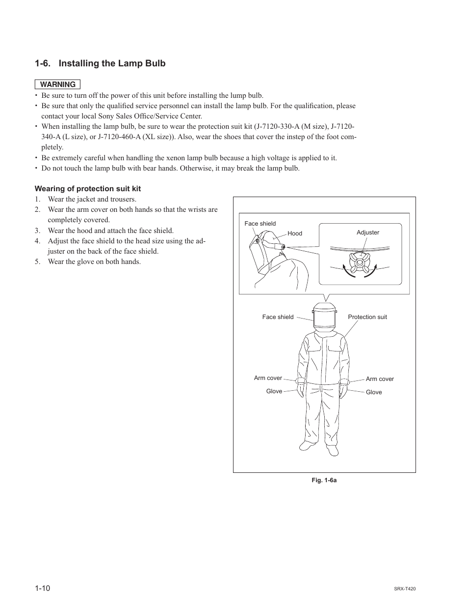 6. installing the lamp bulb | Sony SRX-T420 User Manual | Page 16 / 76