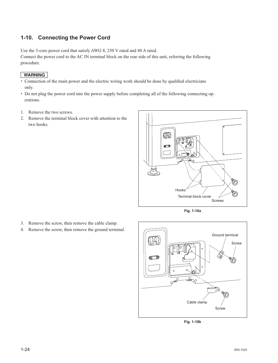 10. connecting the power cord | Sony SRX-T420 User Manual | Page 30 / 76