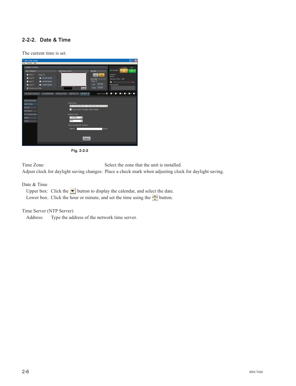 2-2. date & time | Sony SRX-T420 User Manual | Page 46 / 76