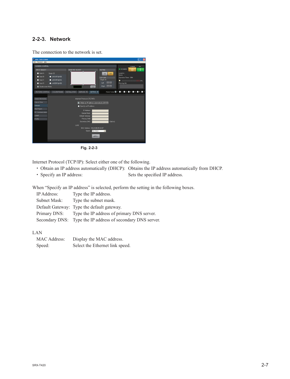 2-3. network | Sony SRX-T420 User Manual | Page 47 / 76