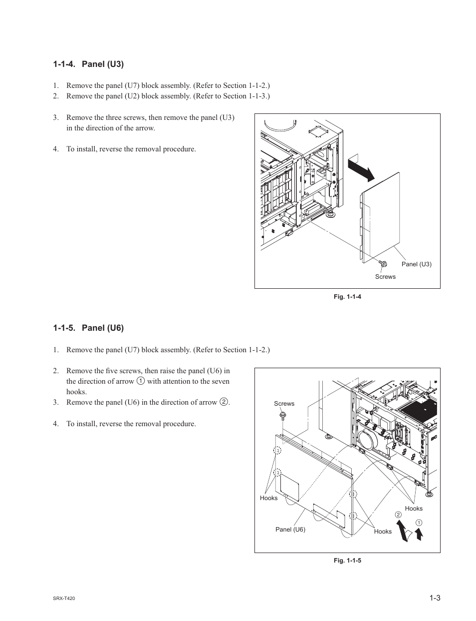 1-4. panel (u3), 1-5. panel (u6) | Sony SRX-T420 User Manual | Page 9 / 76