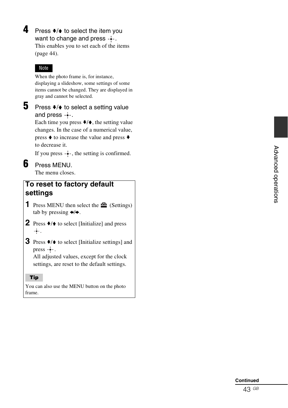 Sony S-FRAME DPF-VR100 User Manual | Page 43 / 64