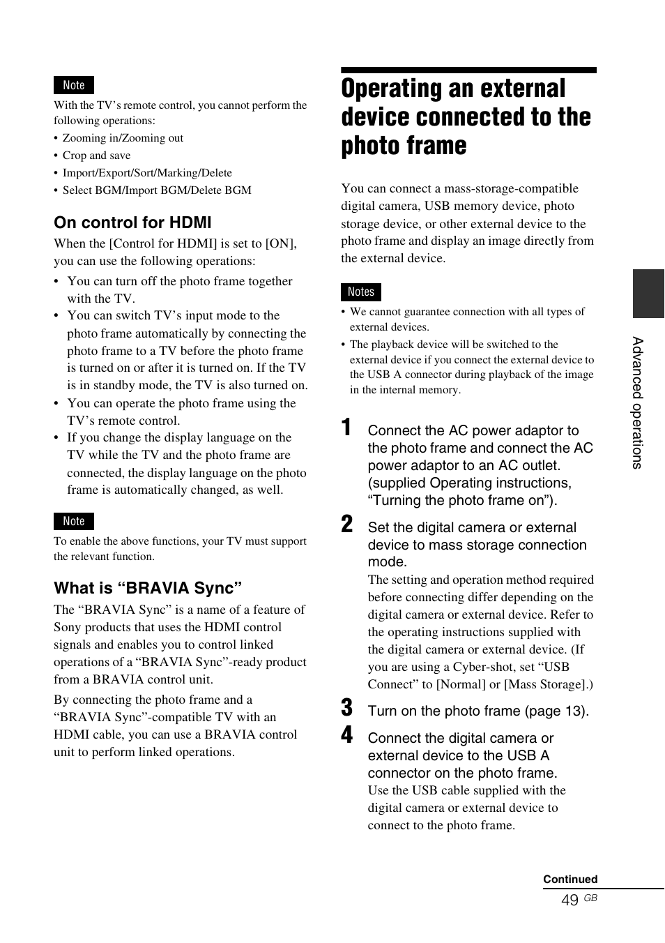 Sony S-FRAME DPF-VR100 User Manual | Page 49 / 64