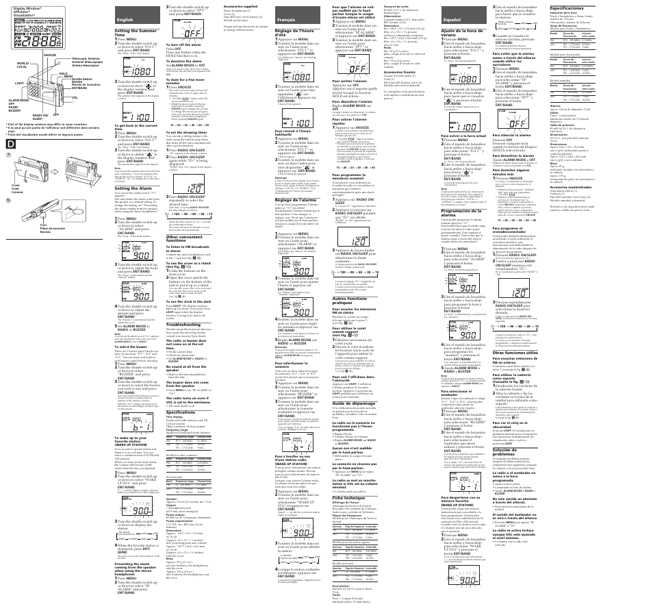 Sony FM Stereo/AM PLL Synthesized Radio ICF-C1200 User Manual | Page 2 / 2