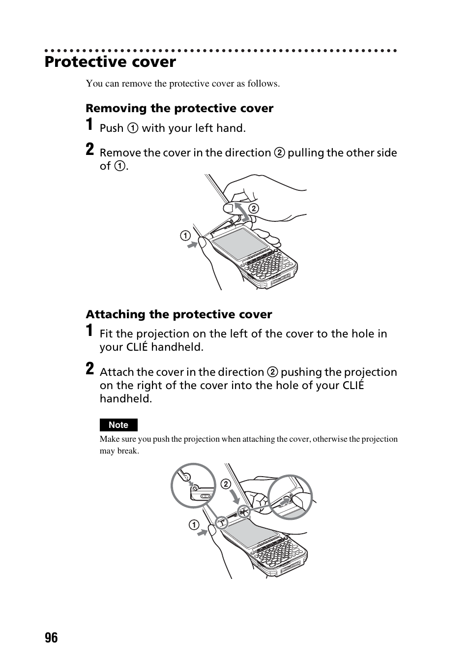 Protective cover | Sony PEG-TG50 User Manual | Page 96 / 100