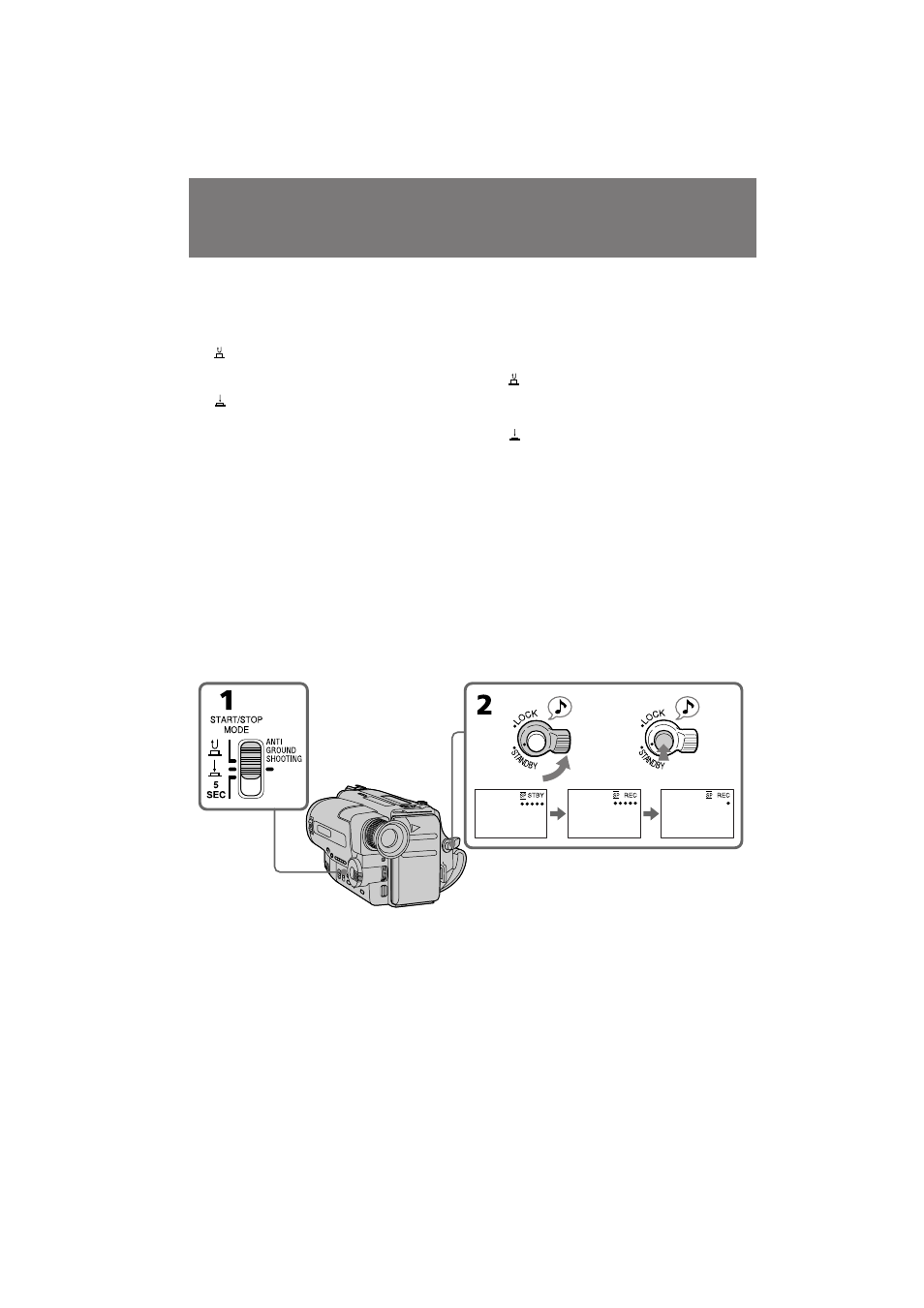 Selecting the start/stop mode | Sony CCD TR 502 E User Manual | Page 30 / 88