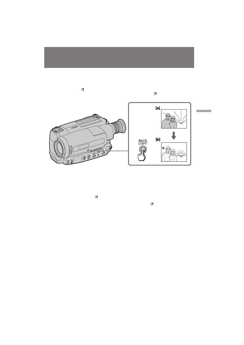 Shooting with backlighting, Л˙впн‡ т б‡‰мви фу‰т‚вънуи | Sony CCD TR 502 E User Manual | Page 31 / 88