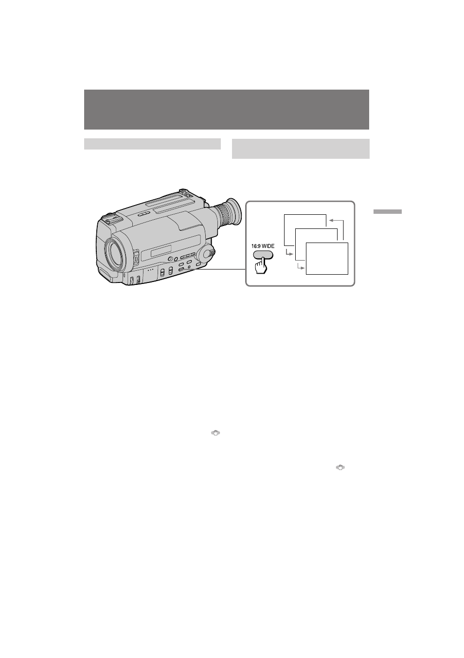 Using the wide mode function, Атфуо¸бу‚‡млв ùûìíˆëë ¯л унущу п‡ъму„у вклп | Sony CCD TR 502 E User Manual | Page 37 / 88