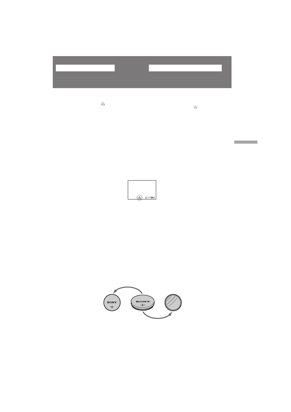 Changing the lithium battery in the camcorder, Б‡пвм‡ олълв‚уи ·‡ъ‡ винл ‚ ‚л‰вун‡пв в | Sony CCD TR 502 E User Manual | Page 49 / 88