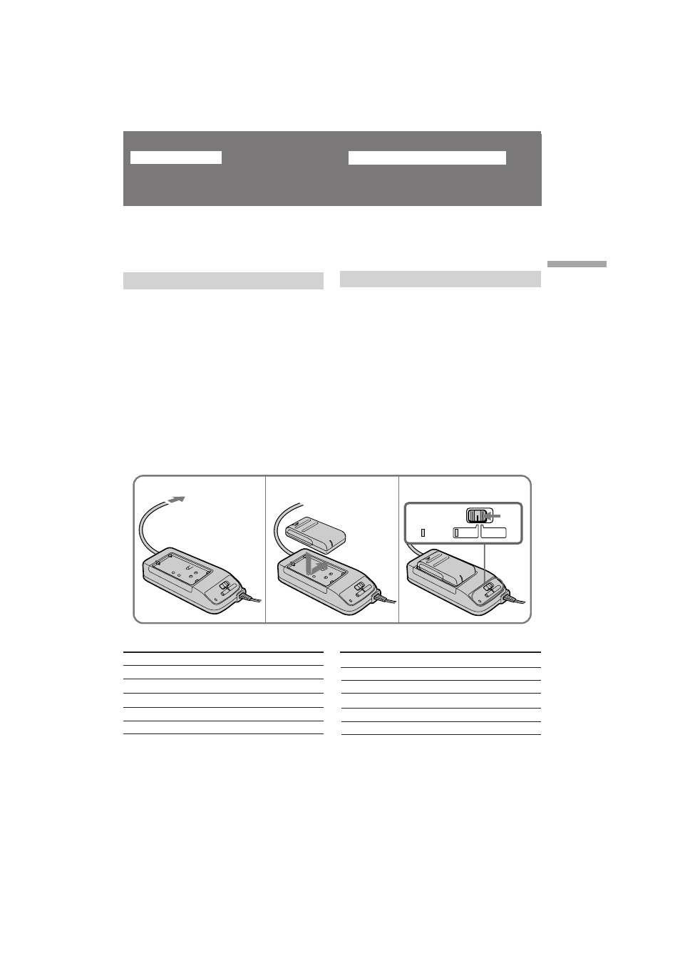 Charging and installing the battery pack, Б‡ fl‰н‡ л ытъ‡му‚н‡ ·‡ъ‡ виму„у ·оун | Sony CCD TR 502 E User Manual | Page 7 / 88