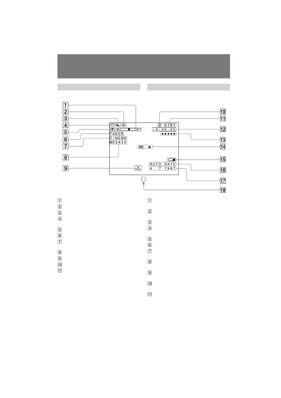 Йфубм‡‚‡млв ‰въ‡ови, Operation indicators, Identifying the parts | Ам‰лн‡ъу ˚ ‡·уъ | Sony CCD TR 502 E User Manual | Page 82 / 88