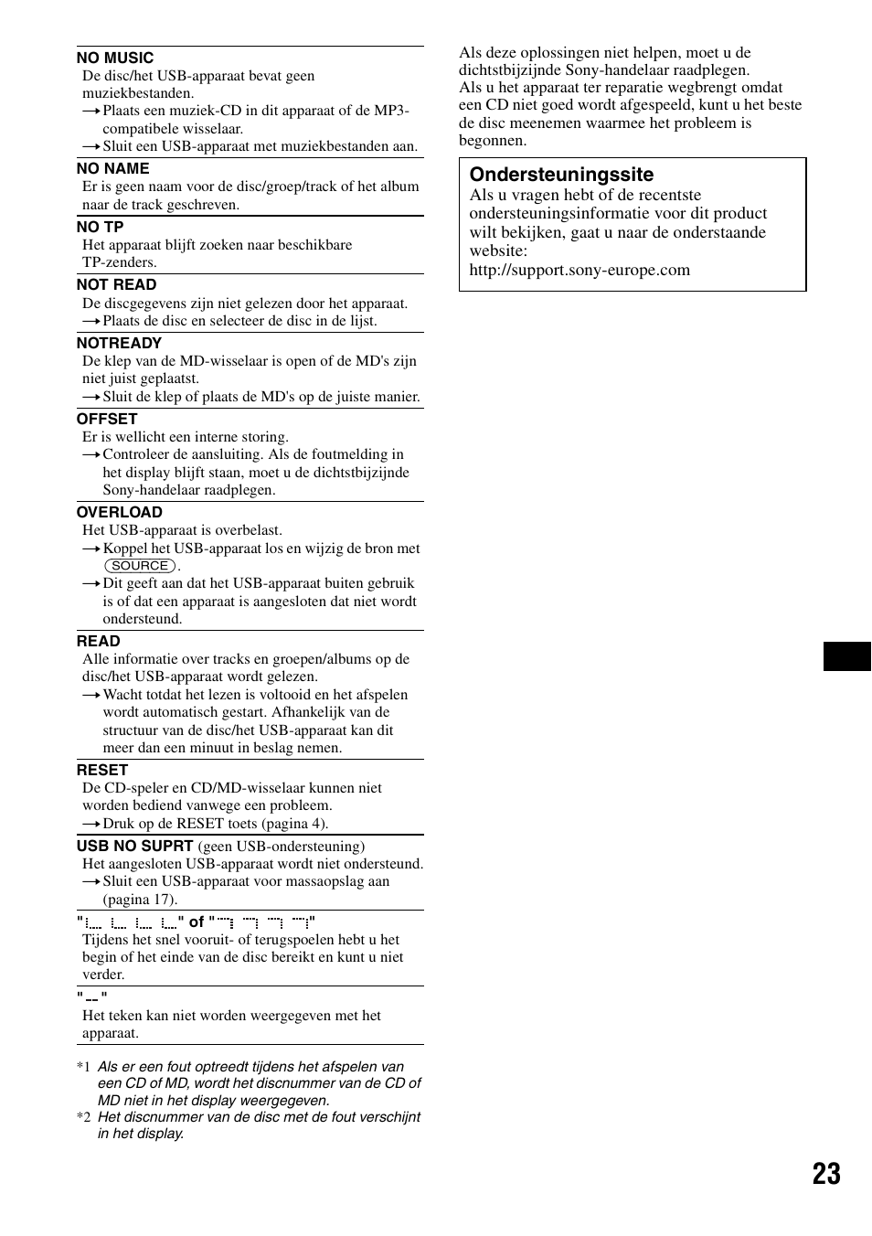 Ondersteuningssite | Sony ATRAC AD CDX-GT610U User Manual | Page 113 / 116