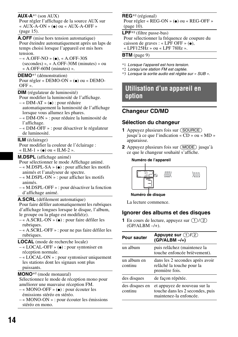 Utilisation d’un appareil en option, Changeur cd/md | Sony ATRAC AD CDX-GT610U User Manual | Page 58 / 116