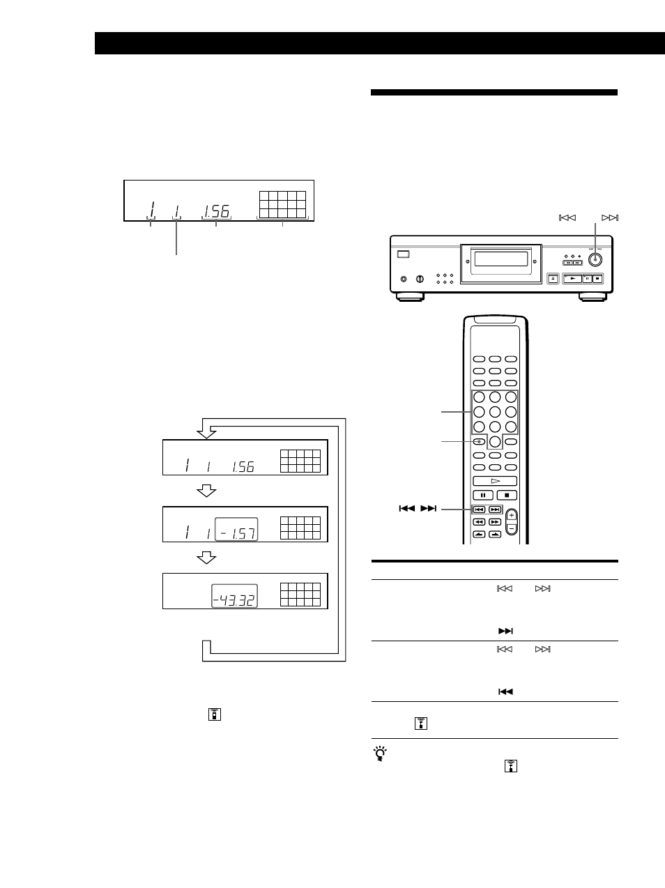 Localisation d’une plage déterminée, Lecture de disques compacts, Vérification de la durée restante | Pour localiser, Vous devez | Sony CDP-XA555ES User Manual | Page 34 / 76