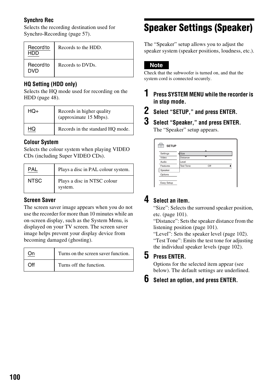 Speaker settings (speaker) | Sony DAR-RH7000 User Manual | Page 100 / 536