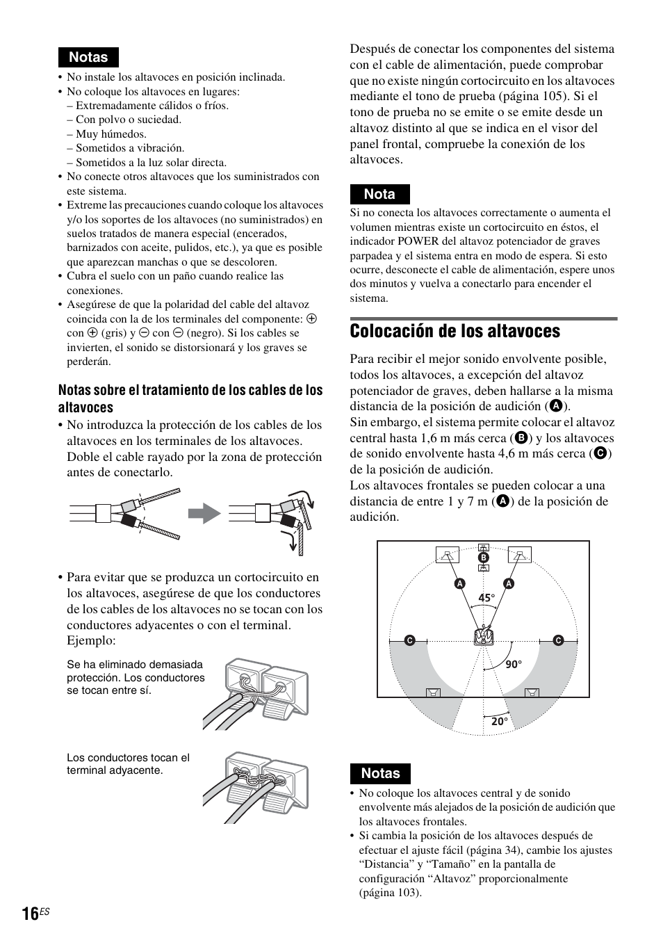 Colocación de los altavoces | Sony DAR-RH7000 User Manual | Page 142 / 536