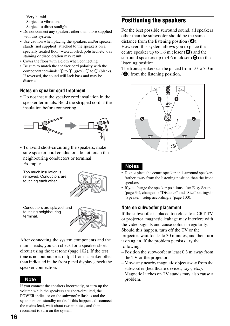 Positioning the speakers | Sony DAR-RH7000 User Manual | Page 16 / 536