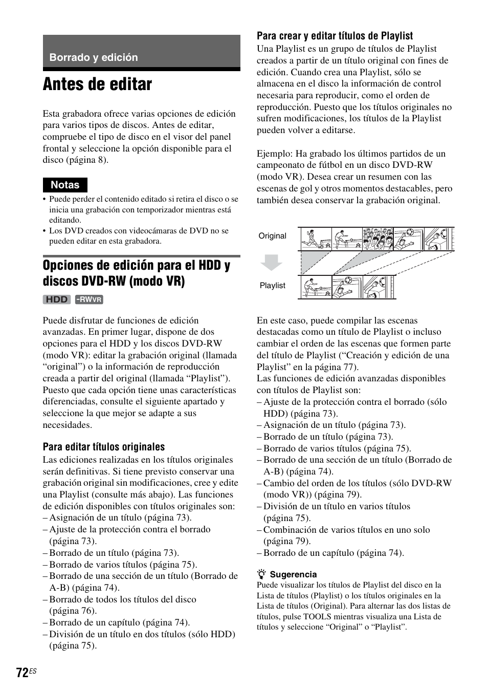 Borrado y edición, Antes de editar | Sony DAR-RH7000 User Manual | Page 198 / 536