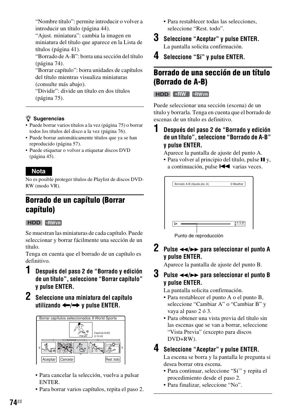 Borrado de un capítulo (borrar capítulo) | Sony DAR-RH7000 User Manual | Page 200 / 536