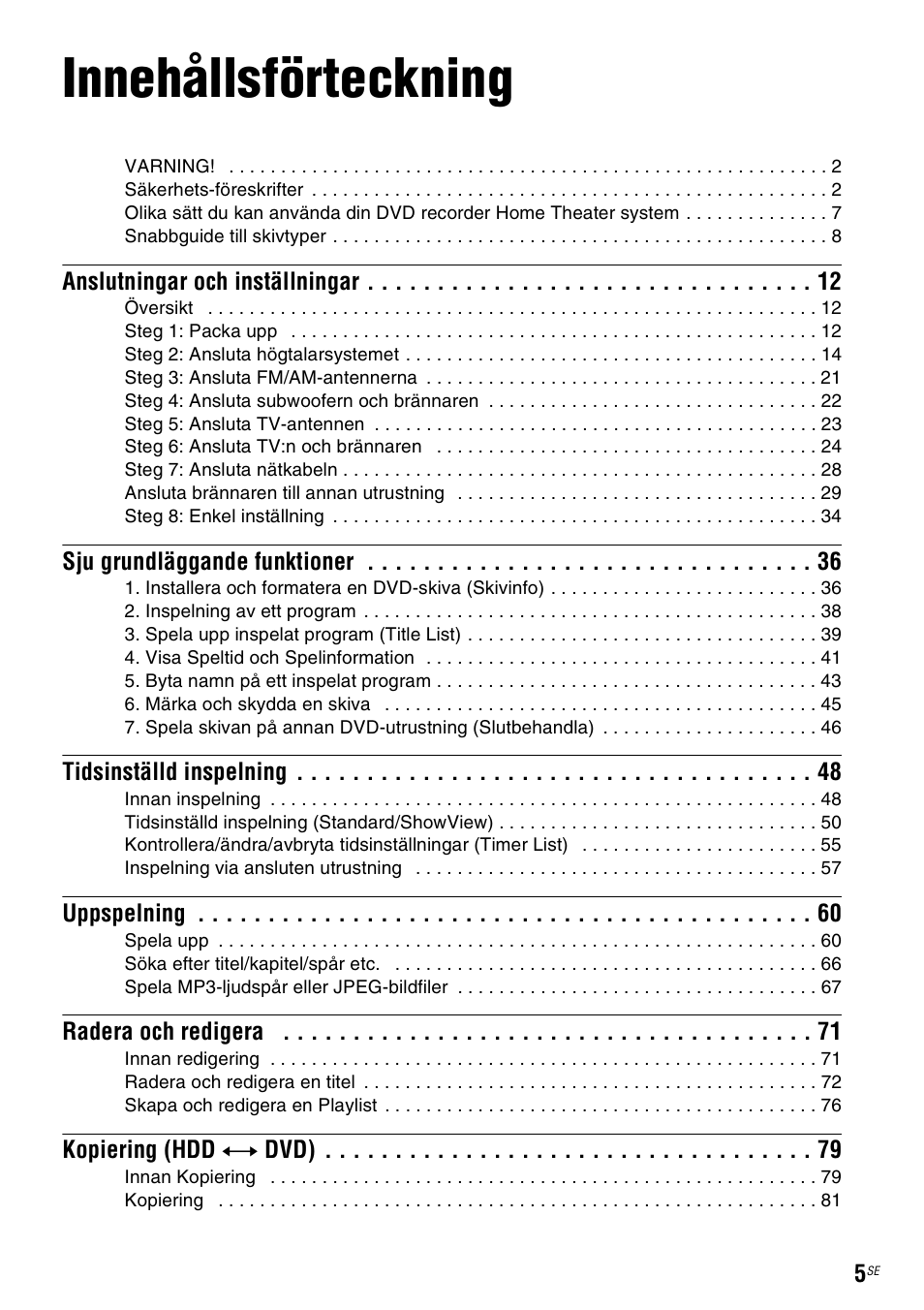 Innehållsförteckning | Sony DAR-RH7000 User Manual | Page 263 / 536