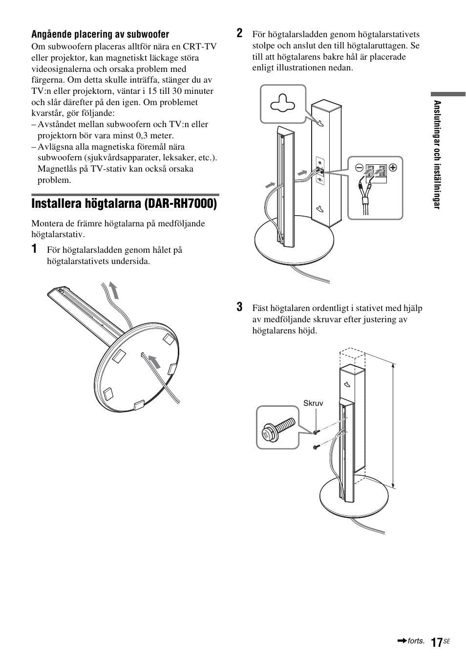 Installera högtalarna (dar-rh7000) | Sony DAR-RH7000 User Manual | Page 275 / 536