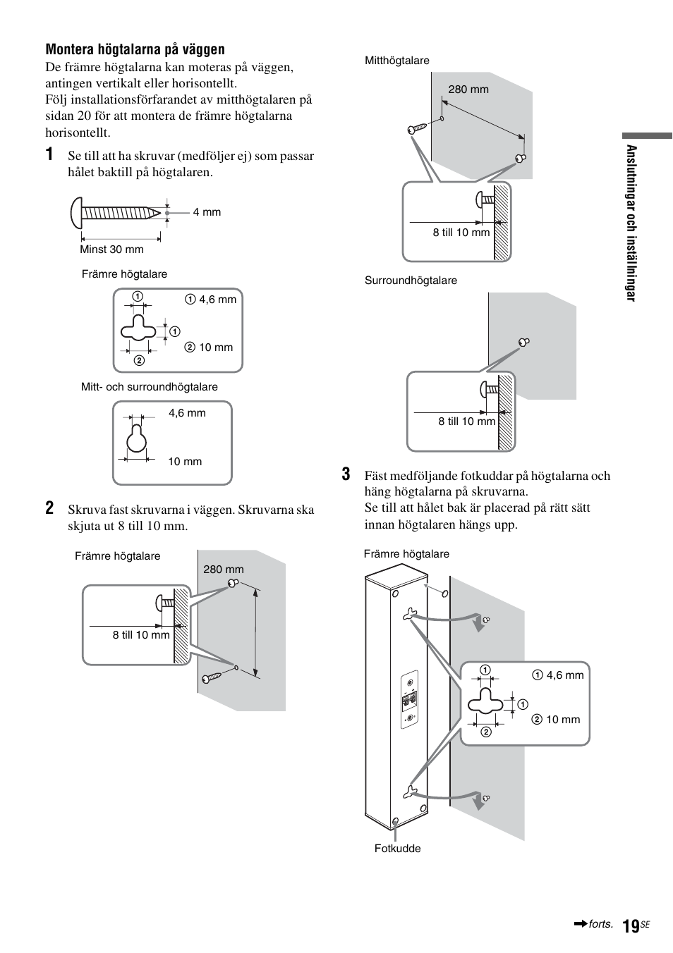 Montera högtalarna på väggen | Sony DAR-RH7000 User Manual | Page 277 / 536