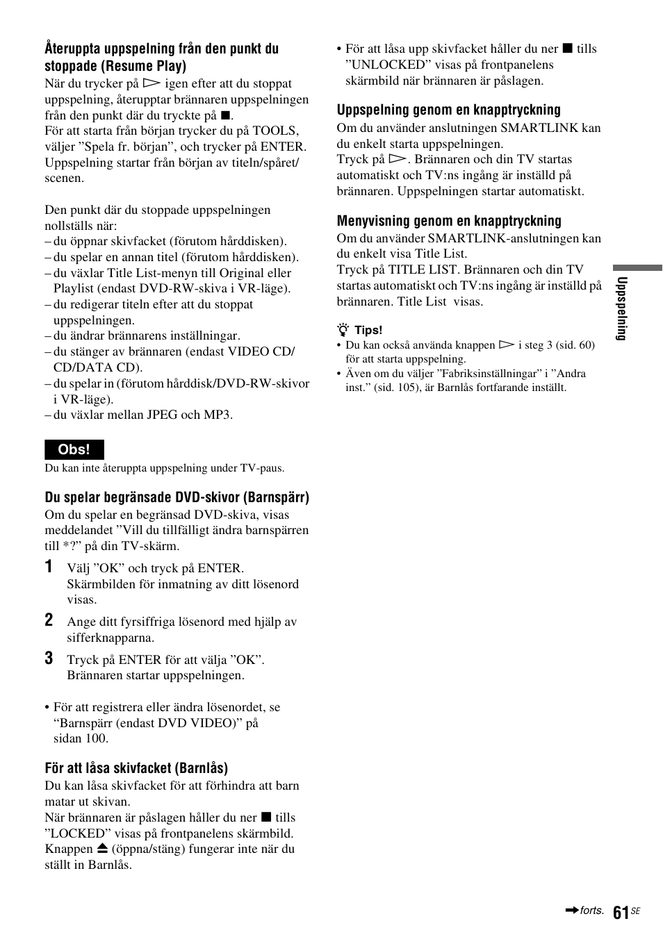 Sid. 61) | Sony DAR-RH7000 User Manual | Page 319 / 536