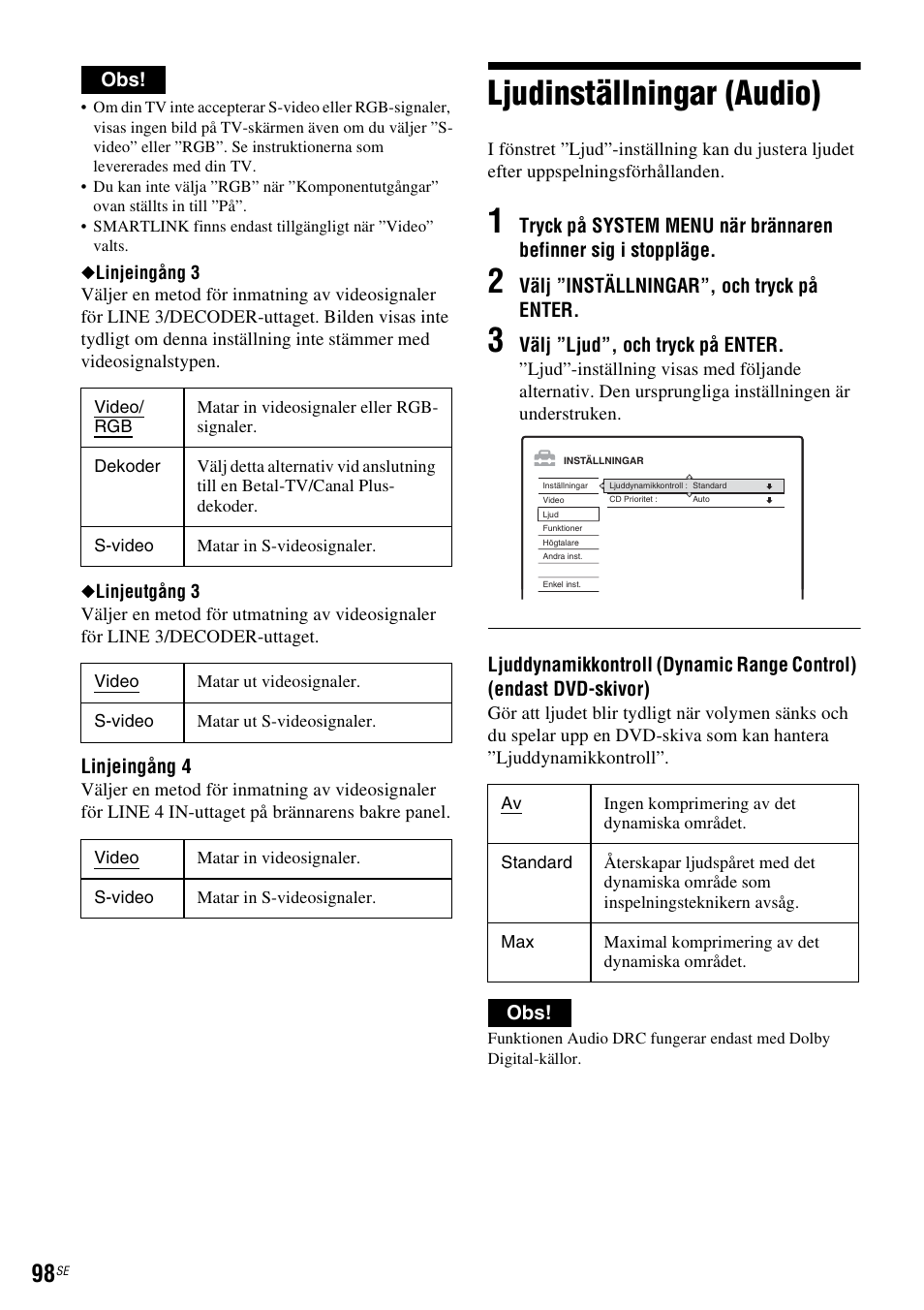 Ljudinställningar (audio) | Sony DAR-RH7000 User Manual | Page 356 / 536