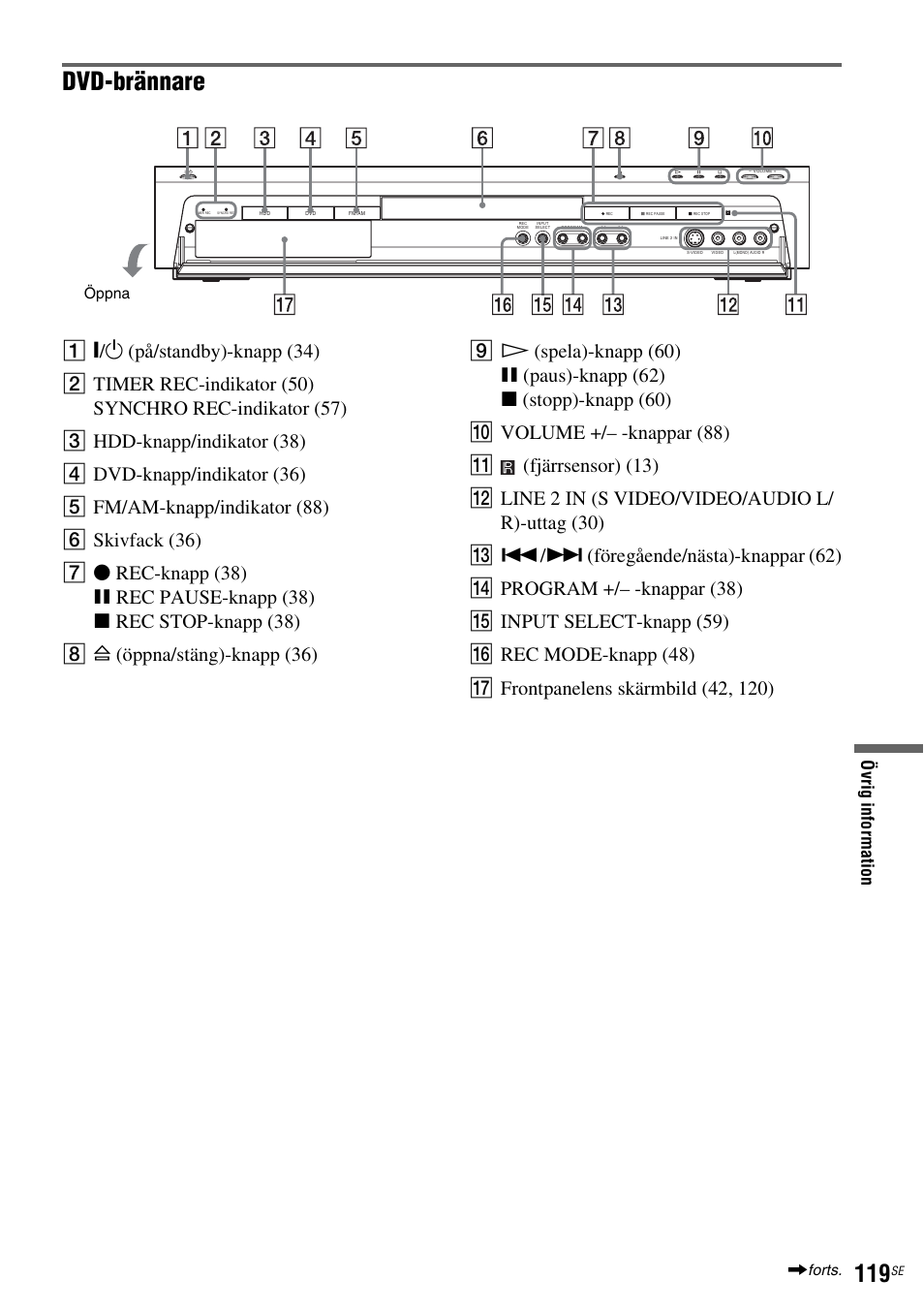 Dvd-brännare, Övr ig i n fo rm at io n | Sony DAR-RH7000 User Manual | Page 377 / 536