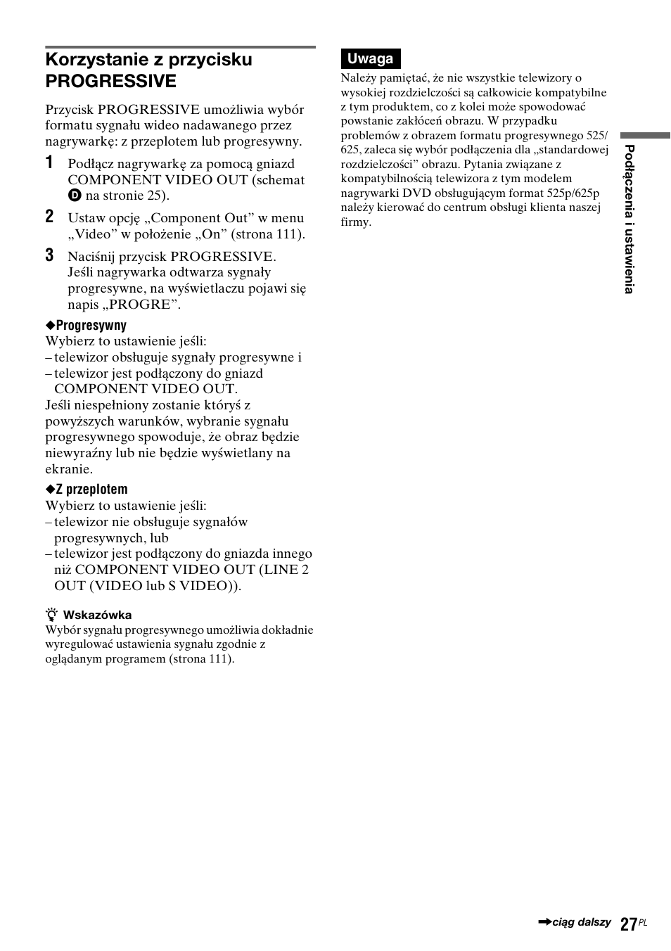 Korzystanie z przycisku progressive | Sony DAR-RH7000 User Manual | Page 413 / 536