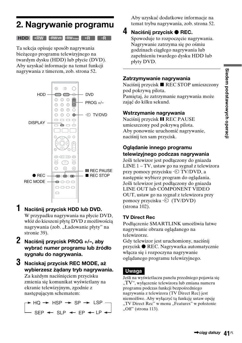 Nagrywanie programu | Sony DAR-RH7000 User Manual | Page 427 / 536