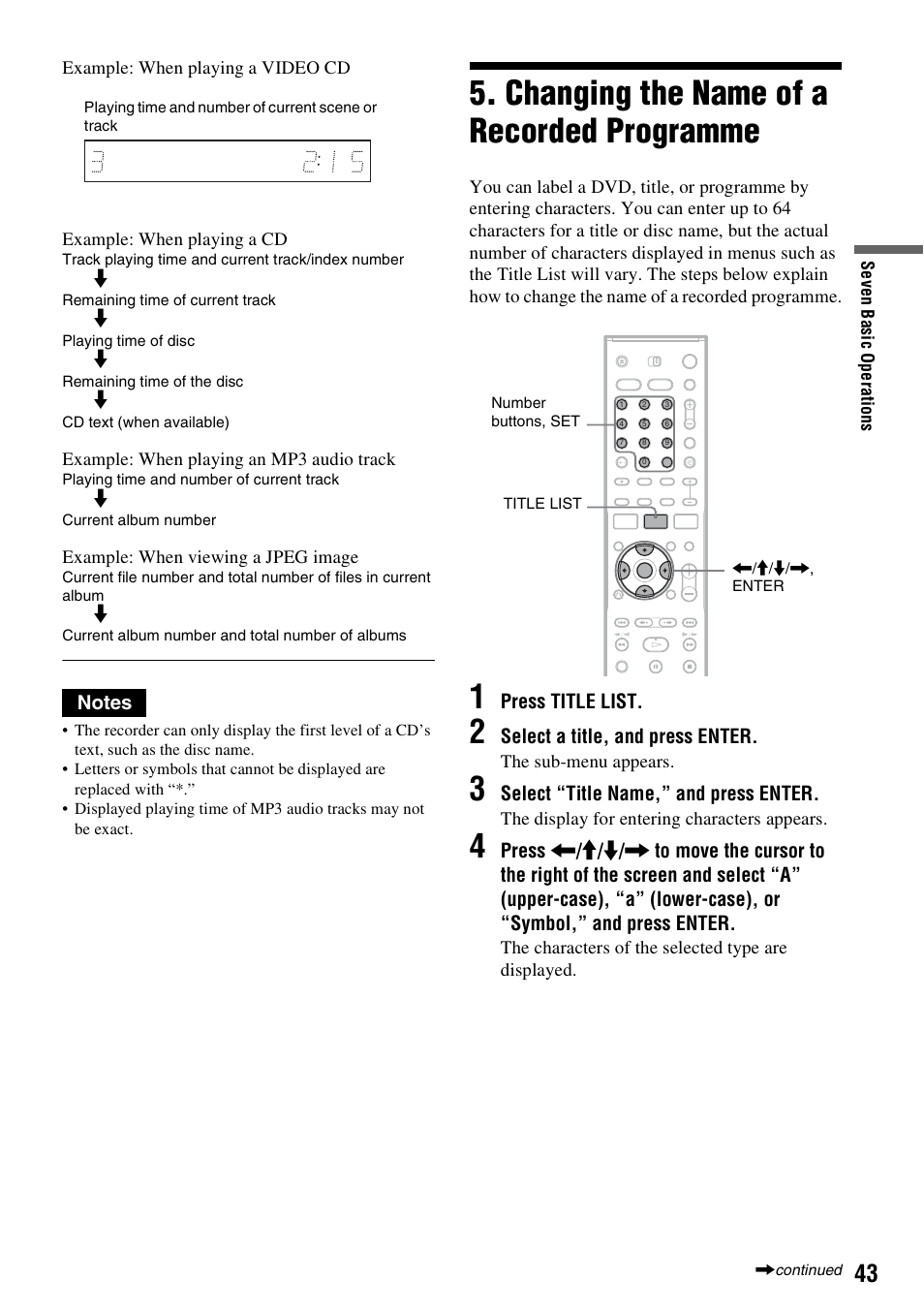 Changing the name of a recorded programme | Sony DAR-RH7000 User Manual | Page 43 / 536
