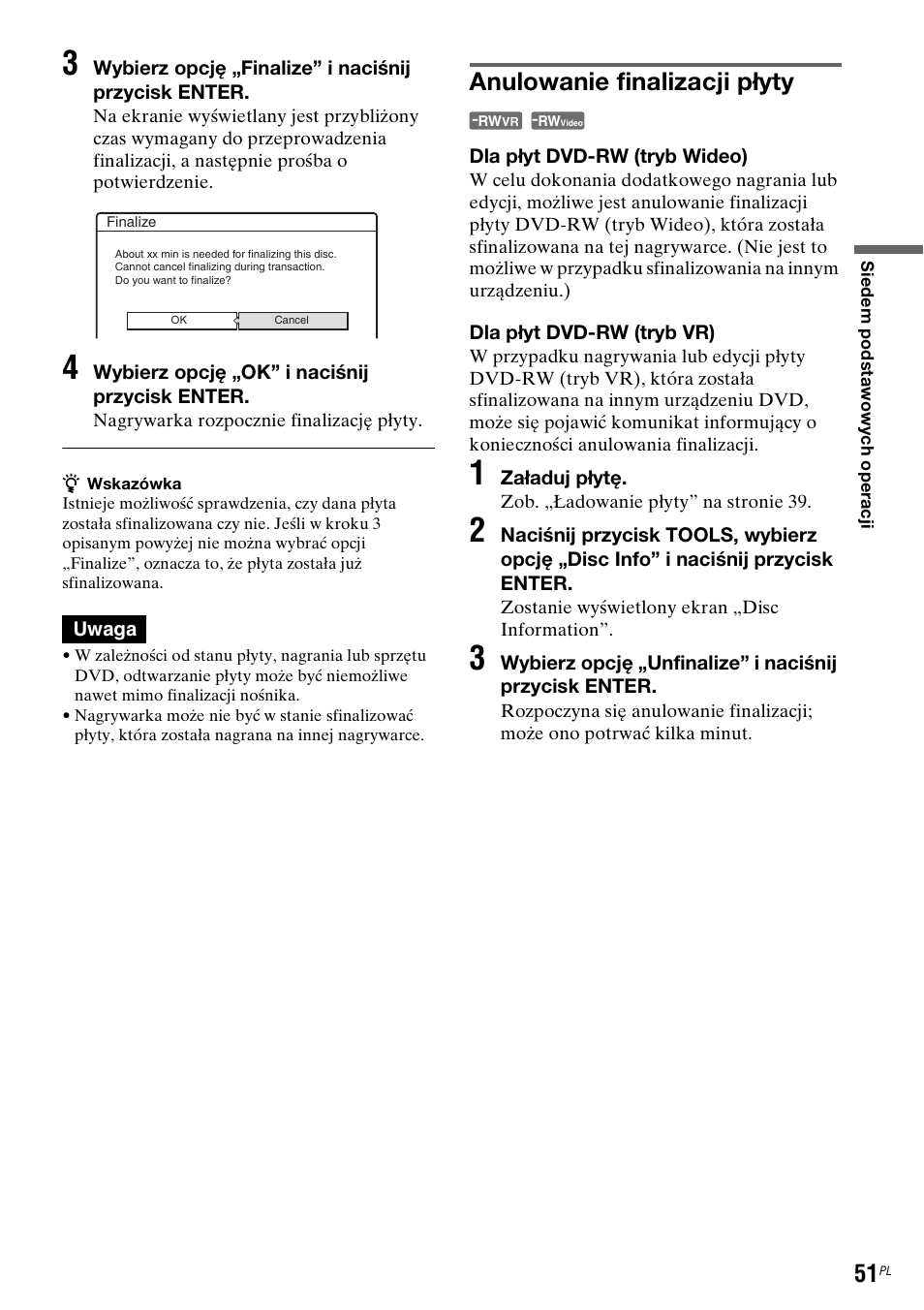 Anulowanie finalizacji płyty | Sony DAR-RH7000 User Manual | Page 437 / 536