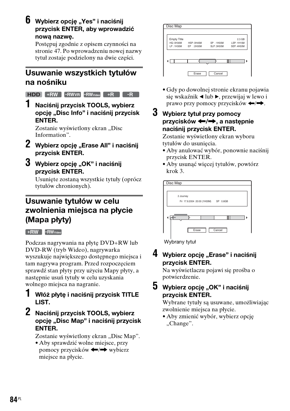 Usuwanie wszystkich tytułów na nośniku | Sony DAR-RH7000 User Manual | Page 470 / 536