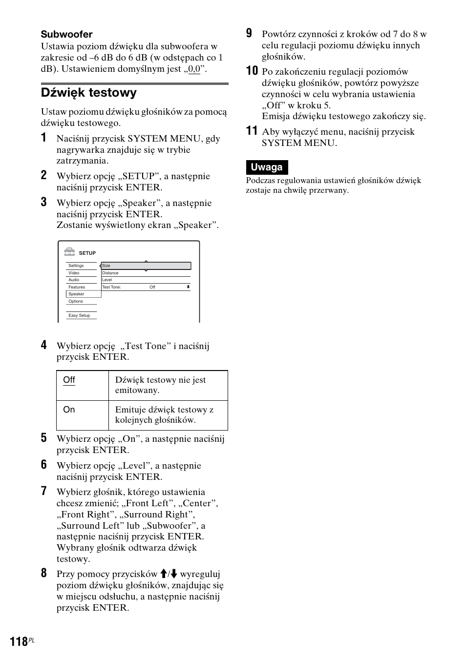 Dźwięk testowy | Sony DAR-RH7000 User Manual | Page 504 / 536