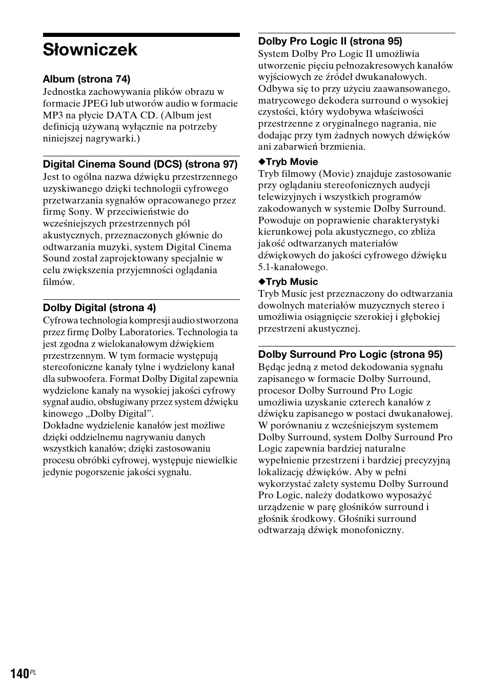 Słowniczek | Sony DAR-RH7000 User Manual | Page 526 / 536