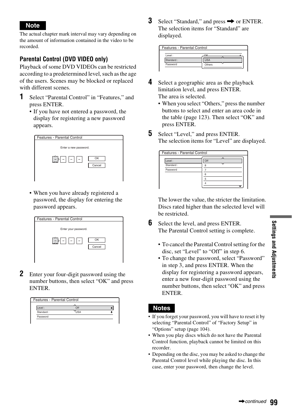 Parental control (dvd video only) | Sony DAR-RH7000 User Manual | Page 99 / 536