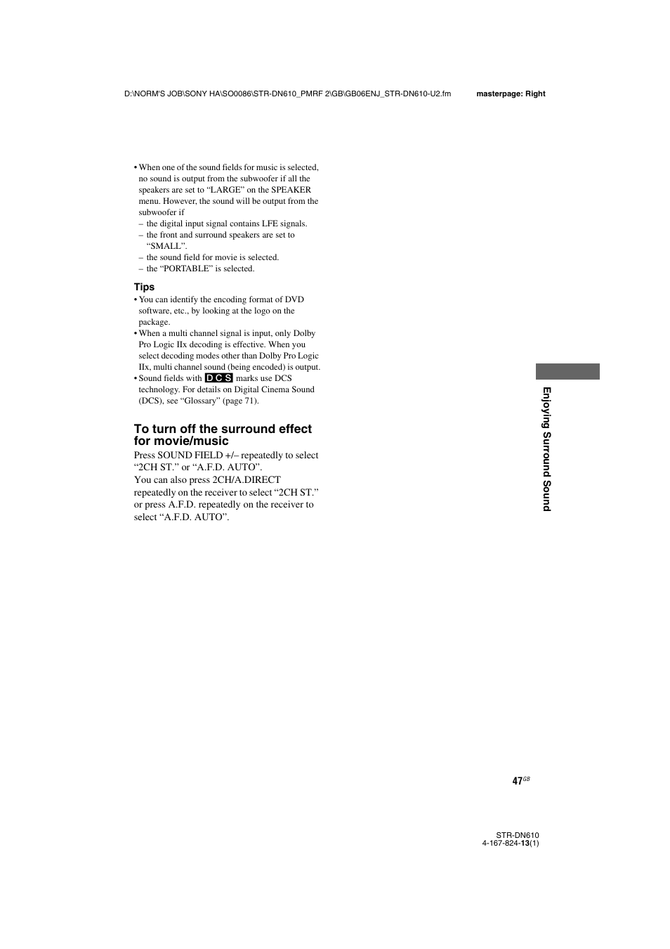 Sony STR-DN610 User Manual | Page 47 / 84