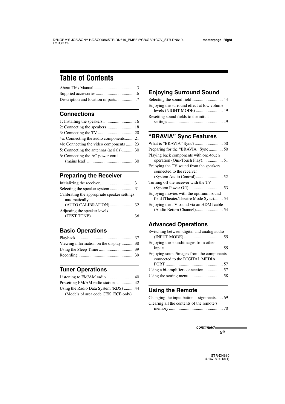 Sony STR-DN610 User Manual | Page 5 / 84