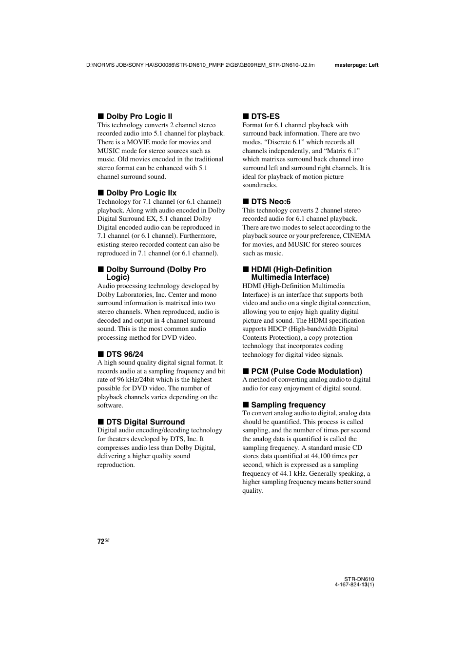 Sony STR-DN610 User Manual | Page 72 / 84