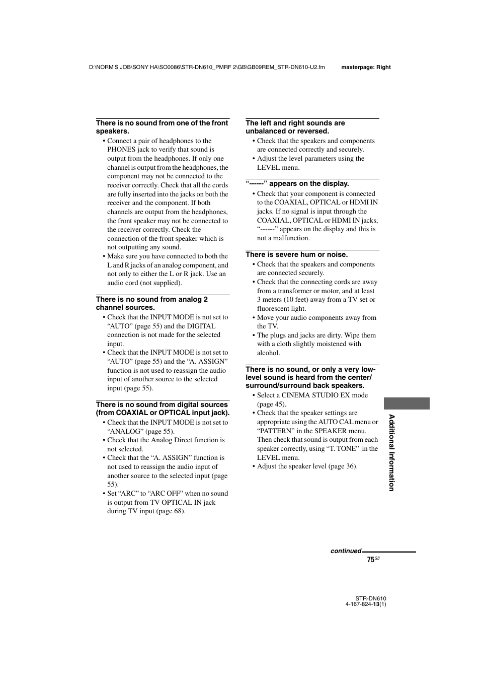 Sony STR-DN610 User Manual | Page 75 / 84