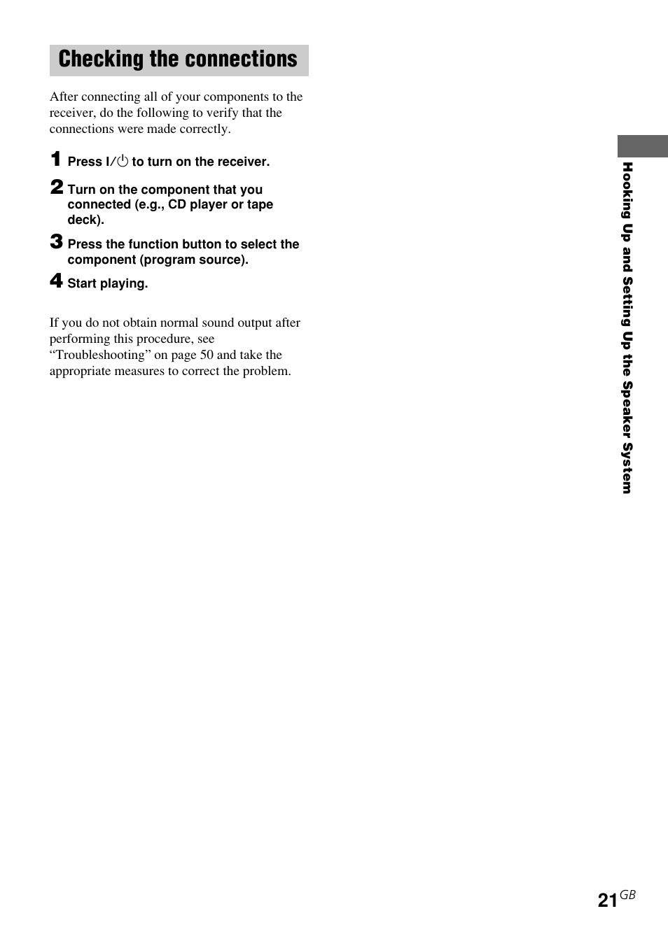 Checking the connections | Sony STR-K840P User Manual | Page 21 / 59