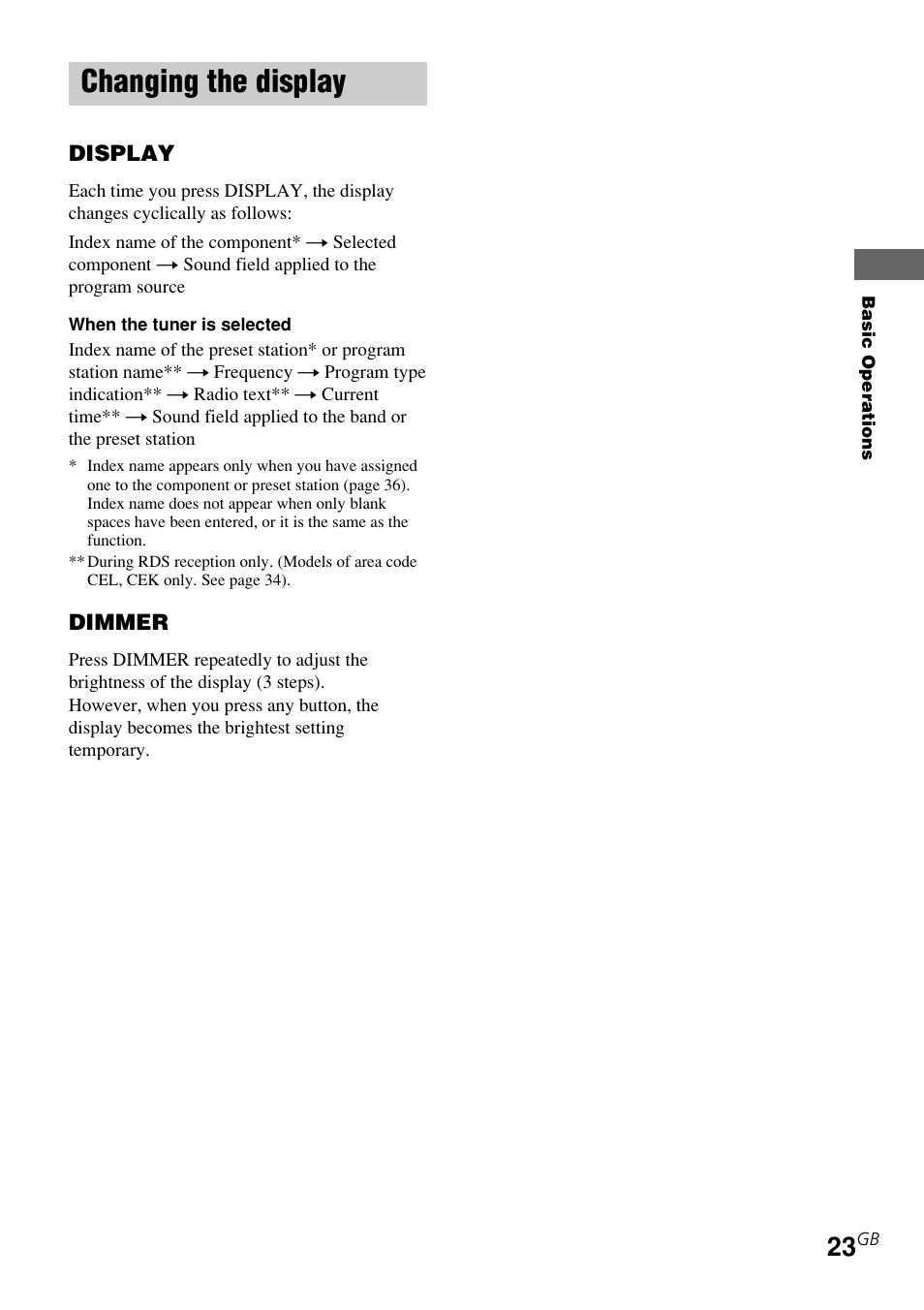 Changing the display | Sony STR-K840P User Manual | Page 23 / 59