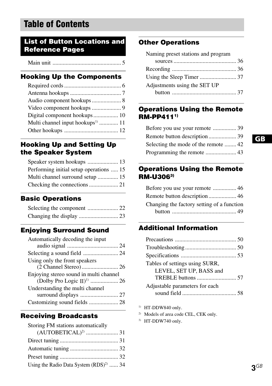 Sony STR-K840P User Manual | Page 3 / 59