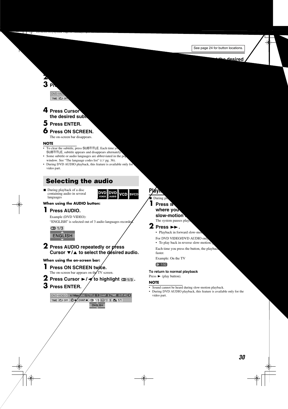 Selecting the audio special picture playback | Sony TH-M508 User Manual | Page 33 / 52