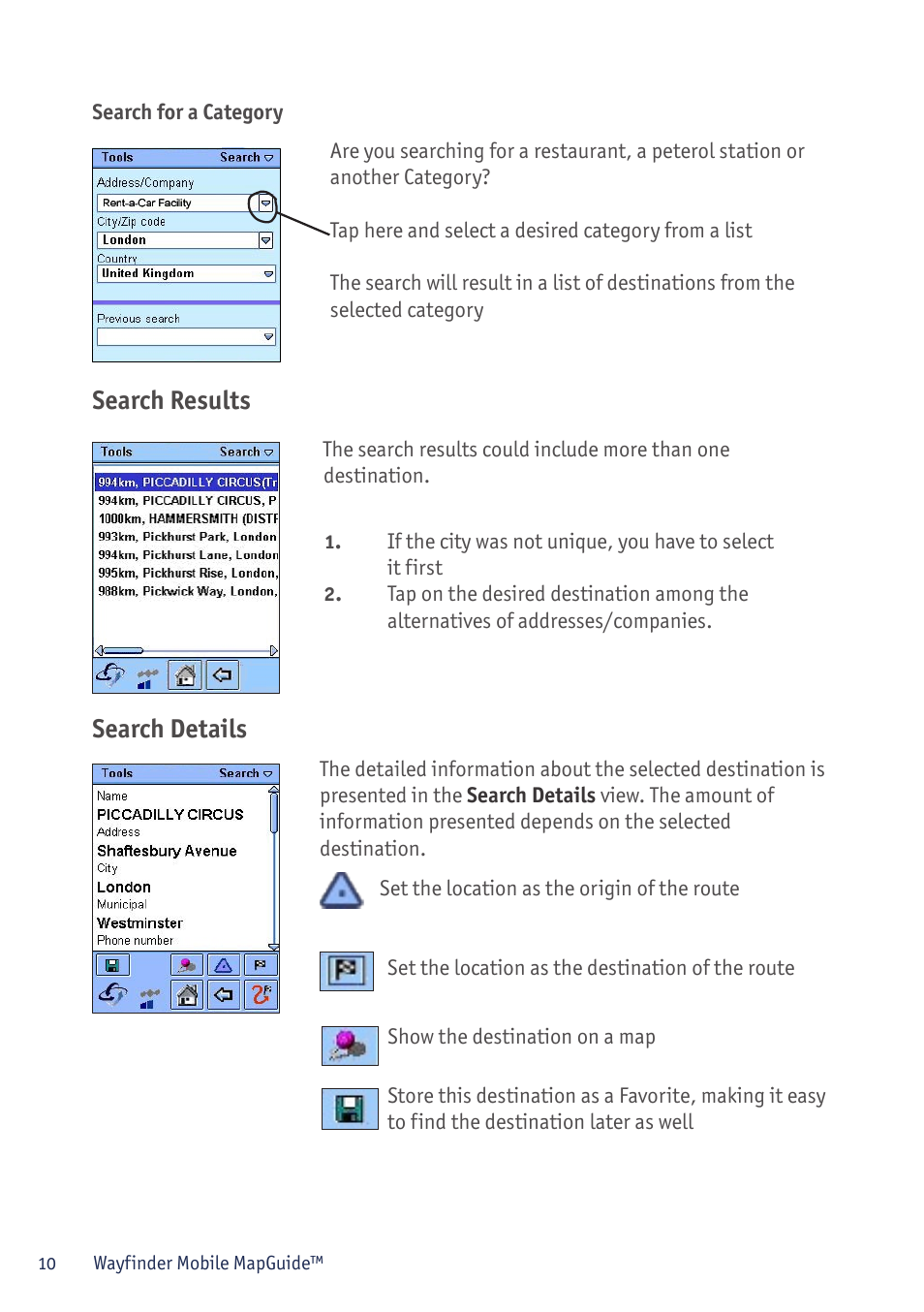 Search results, Search details | Sony P800/P900 User Manual | Page 10 / 21