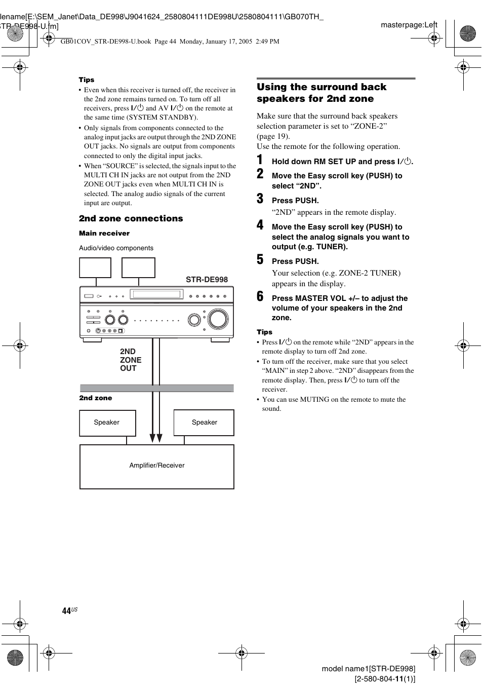 Sony STR-DE998 User Manual | Page 44 / 64